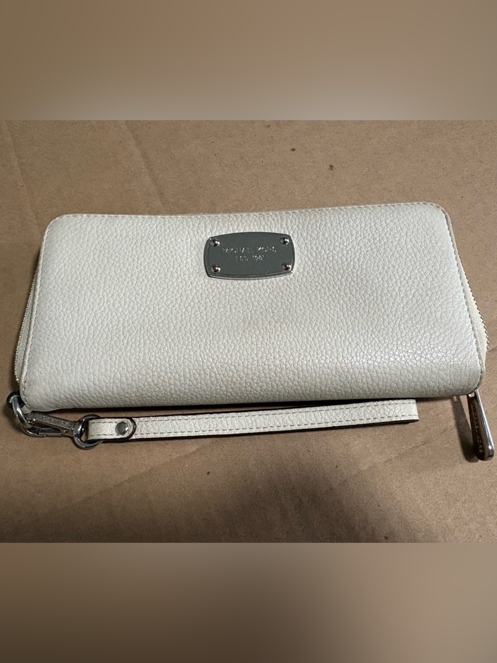 Michael Kors Cream Pebbled Leather Wristlet Wallet